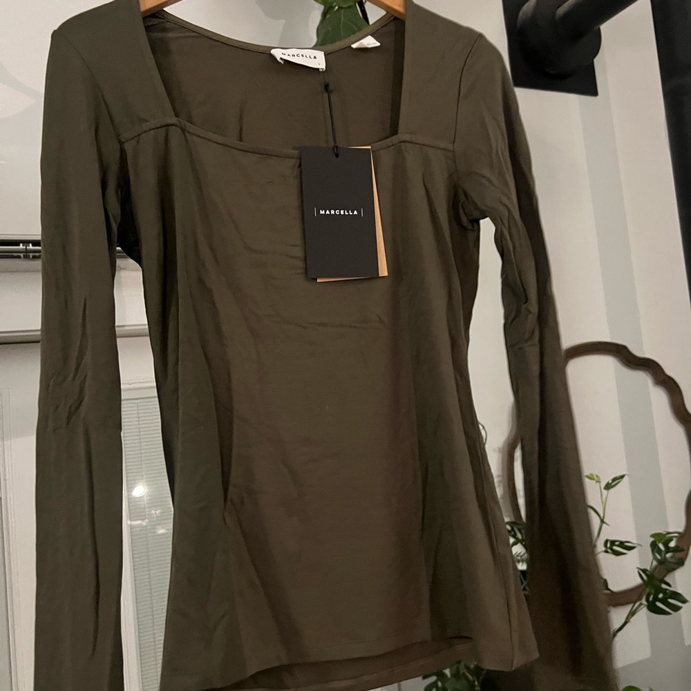 Marcella NYC Olive Square Neck Top